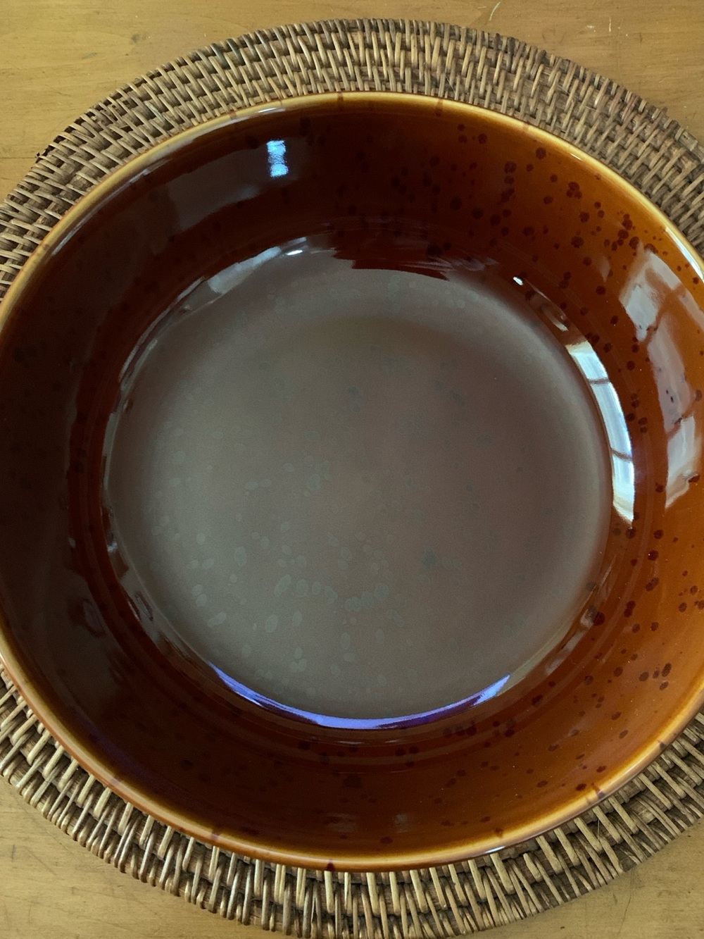 Glazed Ceramic Decorative Bowl in Rich Brown